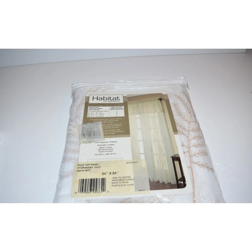 Habitat Hydrangea Rod Pocket Curtain Panel Window 54 x 84 in White New 1 panel